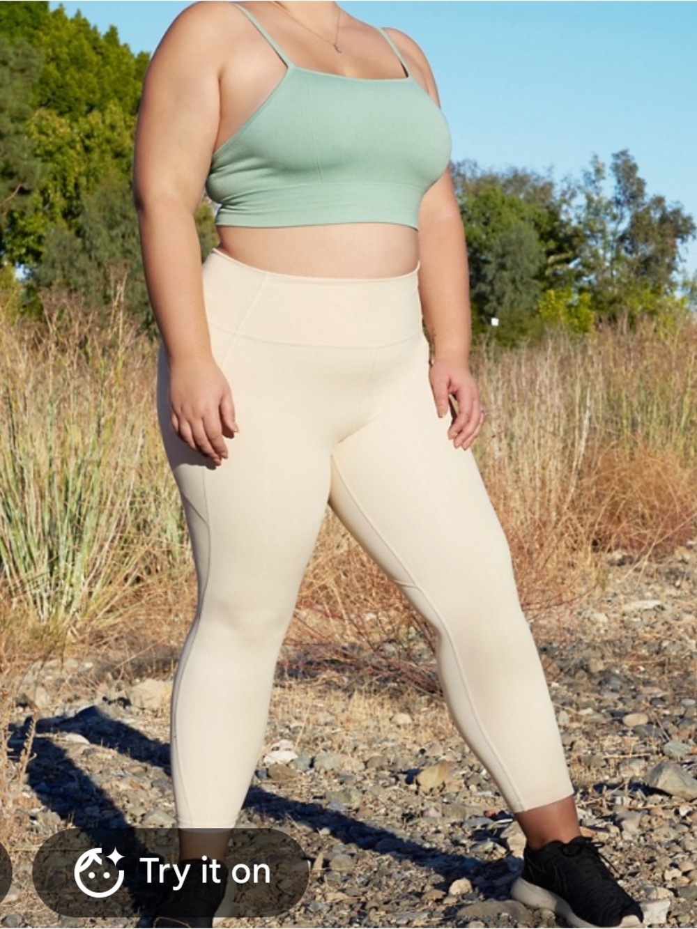 Fabletics PURELUXE 7/8 High-Waist Cream Leggings